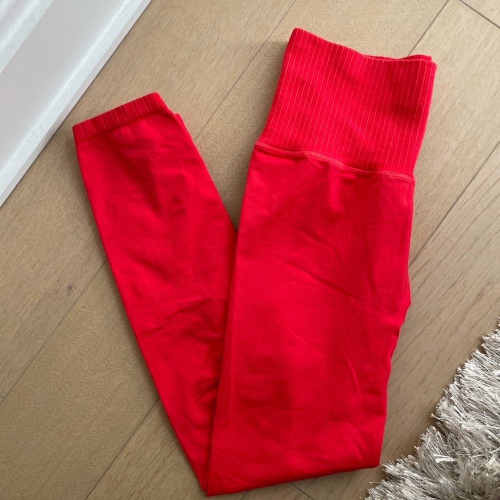 Free People High-Rise 7/8 Length Good Karma Leggings in Red Apple, Size:…